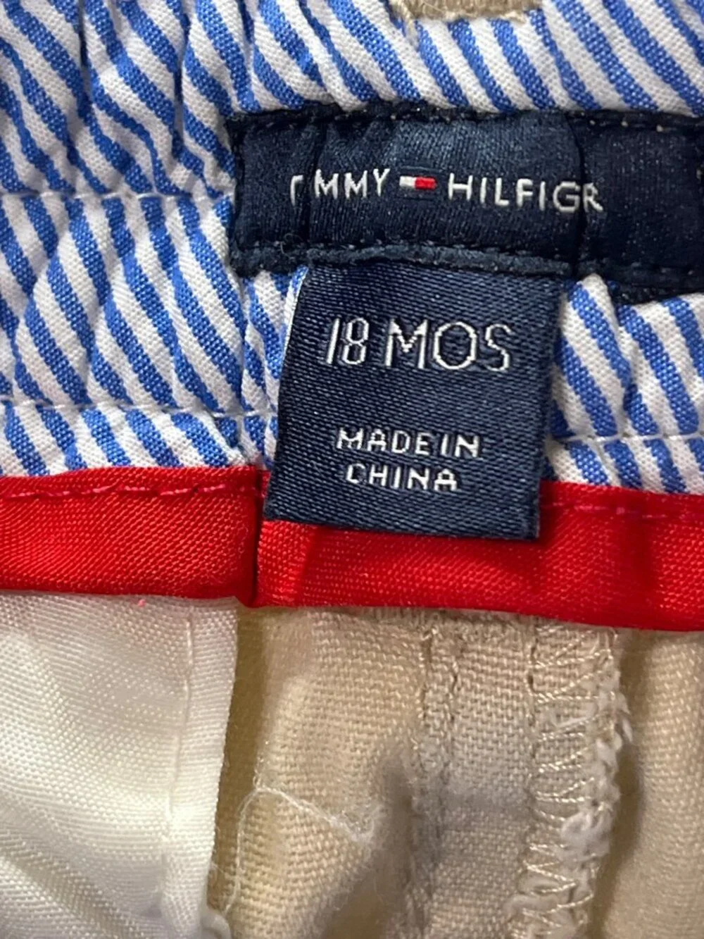 Tommy Hilfiger Baby Boys 18M Khaki Chino Shorts Belted Preppy